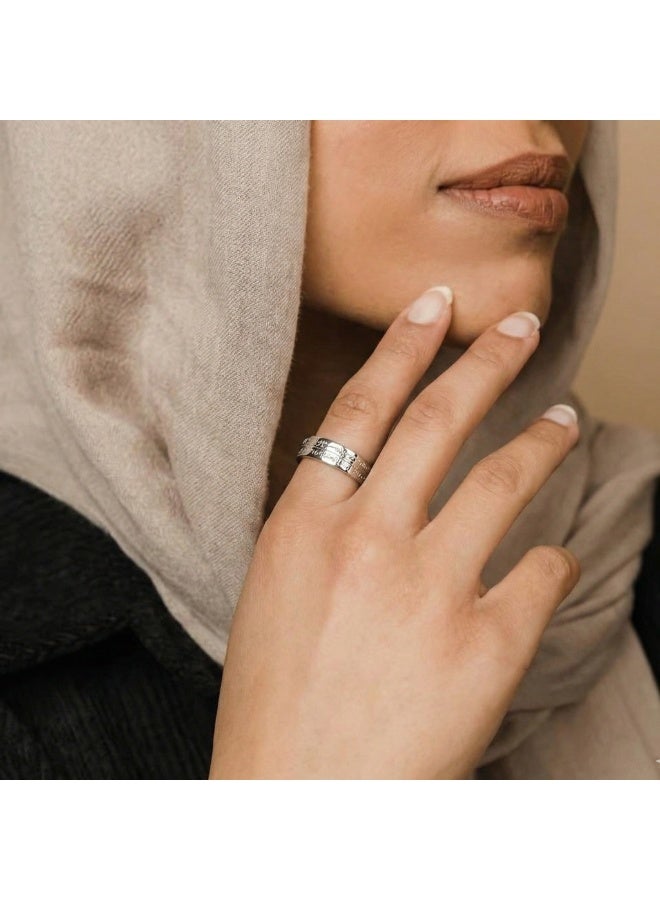 خاتم آية الكرسي الفضي – نقش كامل – مقاس قابل للتعديل – ستانلس ستيل 316 ضد الصدأ - Image 2